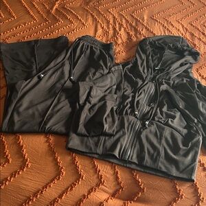 Black Hooded Tracksuit Set